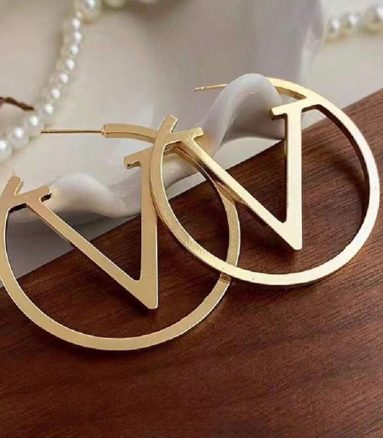 Hoop Styled Letter Designed Fashion In Style Earrings