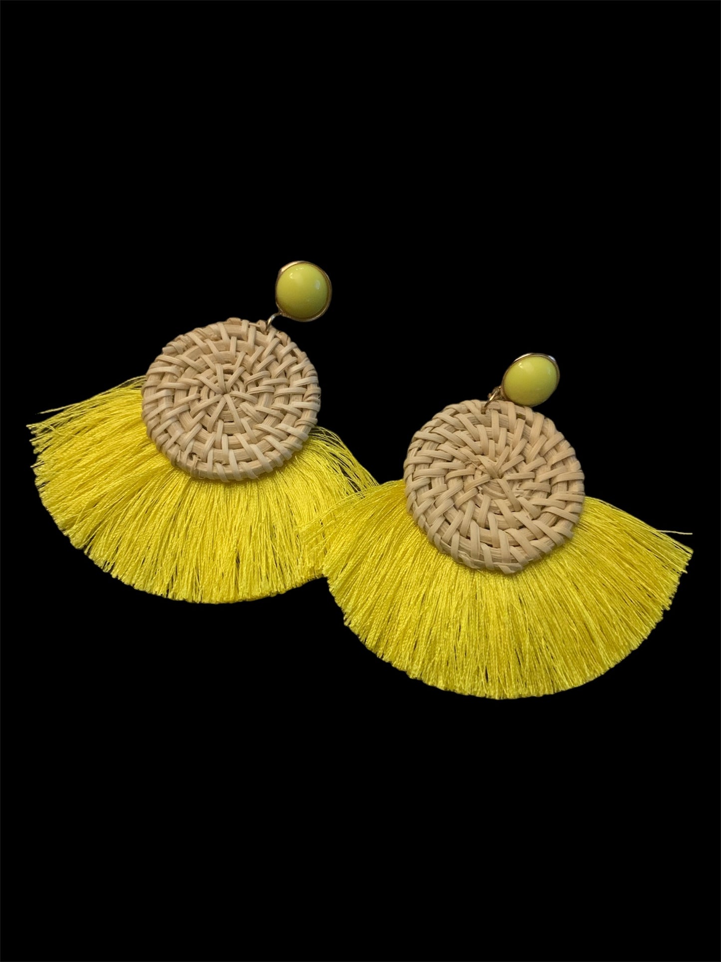 Lovely Woven Classy Circle Tassel Drop Earrings Bohemian Style Fan-Shaped Earrings for Women Accessories