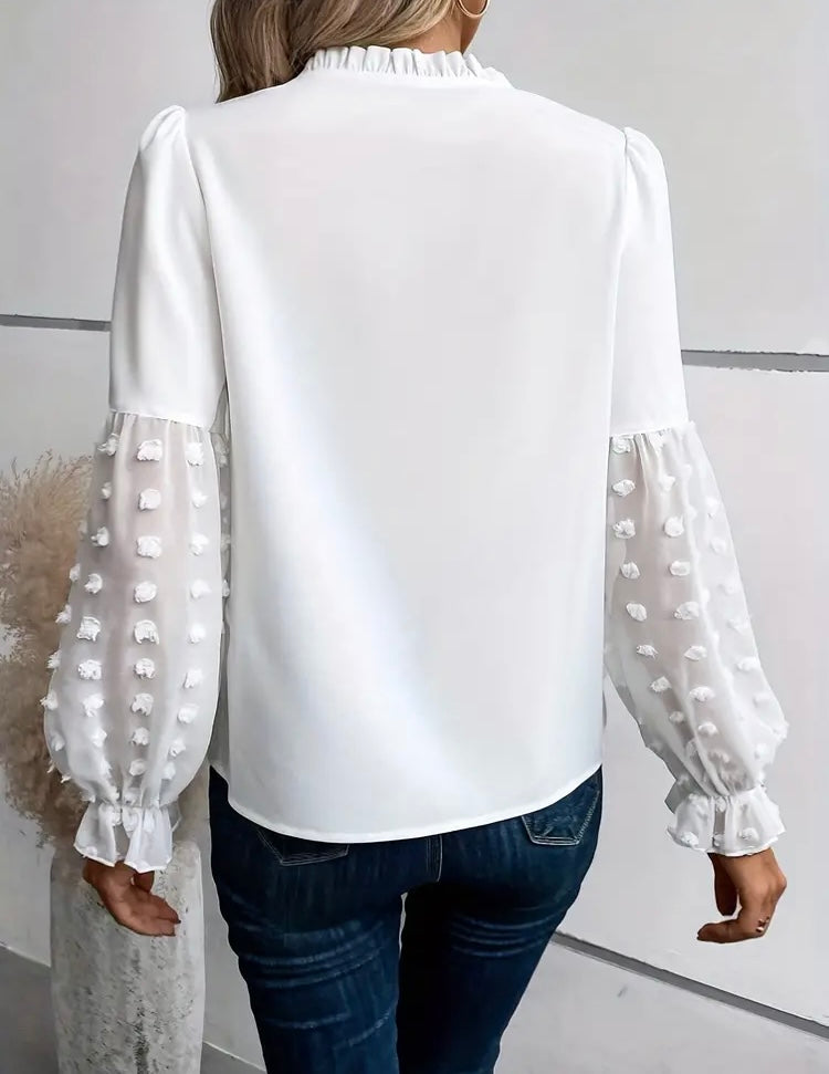 Women’s White Casual Comfortable Top Blouse Fashion Plus Size Shirt