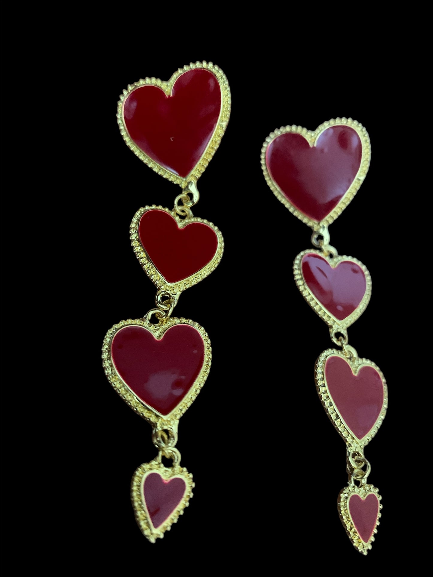 Women's Fashion Statement Four Layers of Beautiful Dangle Hearts Earrings Accessories