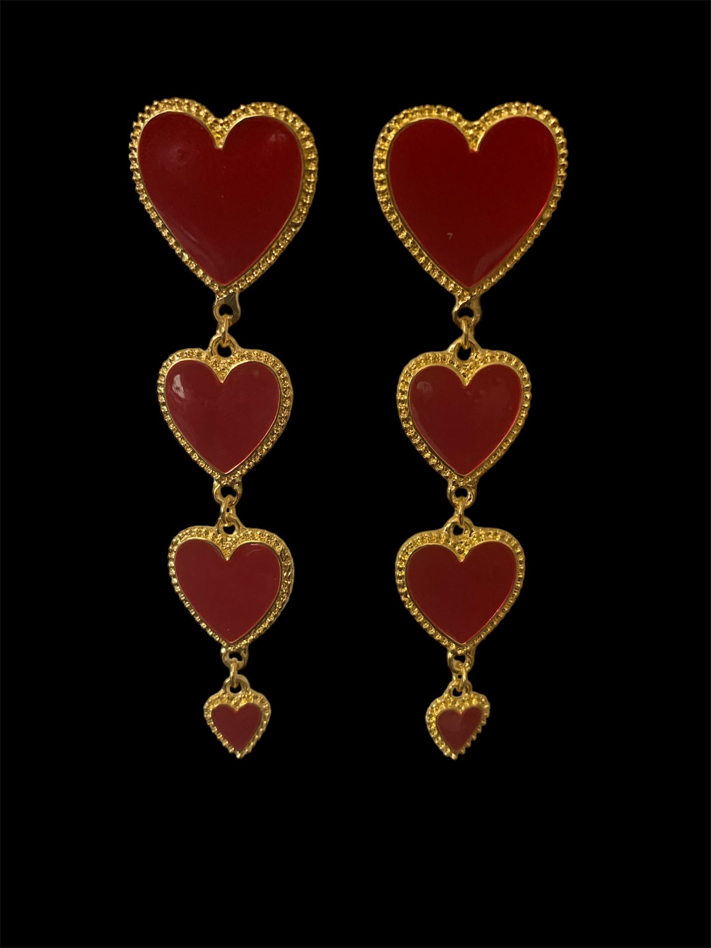 Women's Fashion Statement Four Layers of Beautiful Dangle Hearts Earrings Accessories