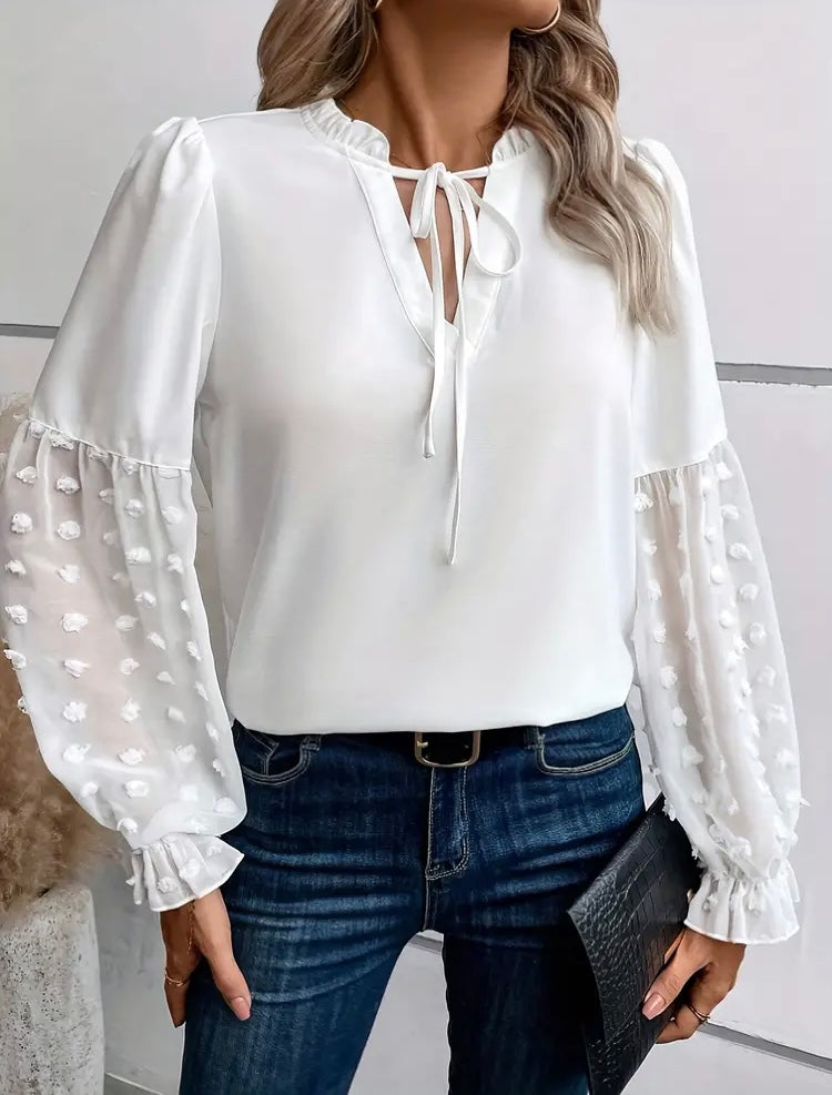 Women’s White Casual Comfortable Top Blouse Fashion Plus Size Shirt