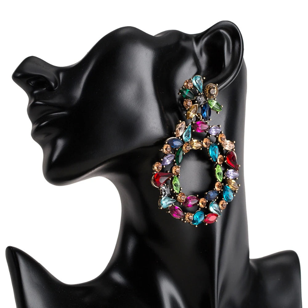 Beautiful Statement Earrings for Women Trendy Luxury Rhinestone Jewelry Accessories