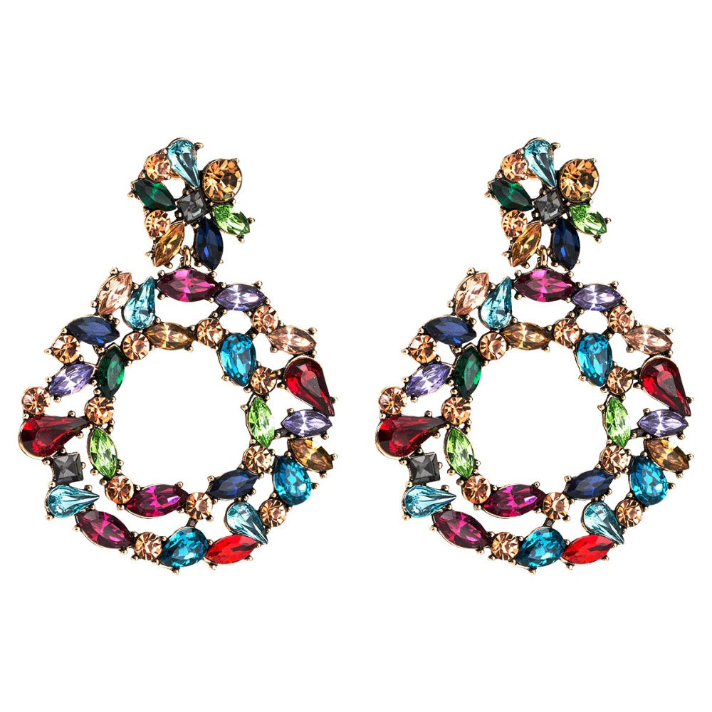 Beautiful Statement Earrings for Women Trendy Luxury Rhinestone Jewelry Accessories