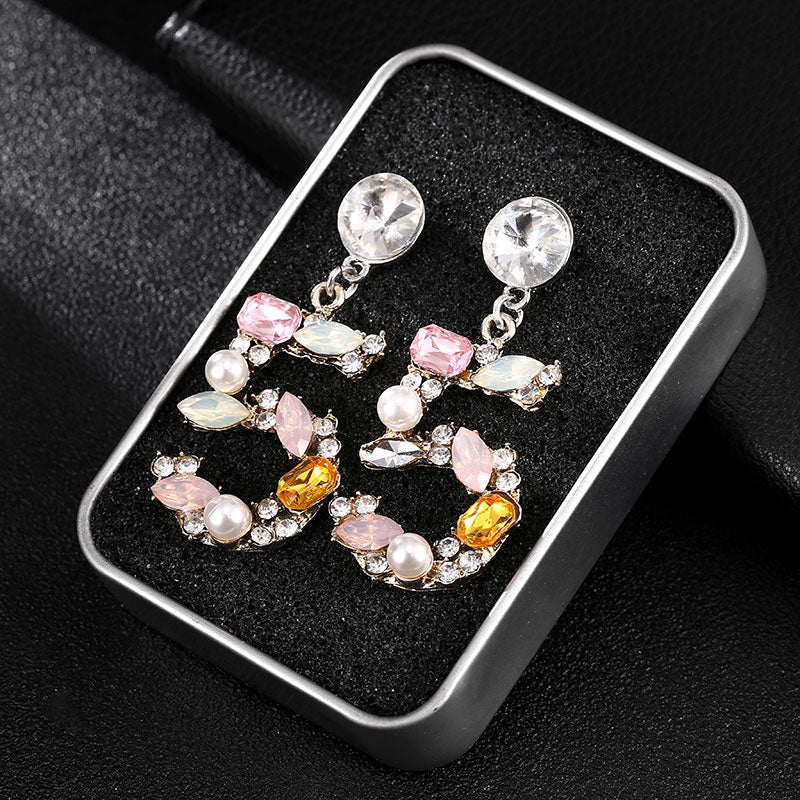 No. 5 Hot Fashion Statement Dangle Crystal Earrings for Lady Drop Jewelry Accessories