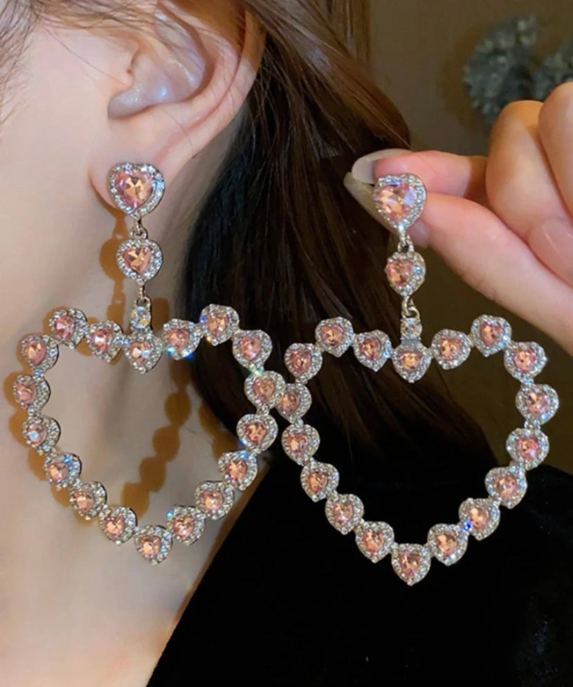 I Love You Rhinestones Earrings Colorful Heart Earrings  Jewelry Women Accessories