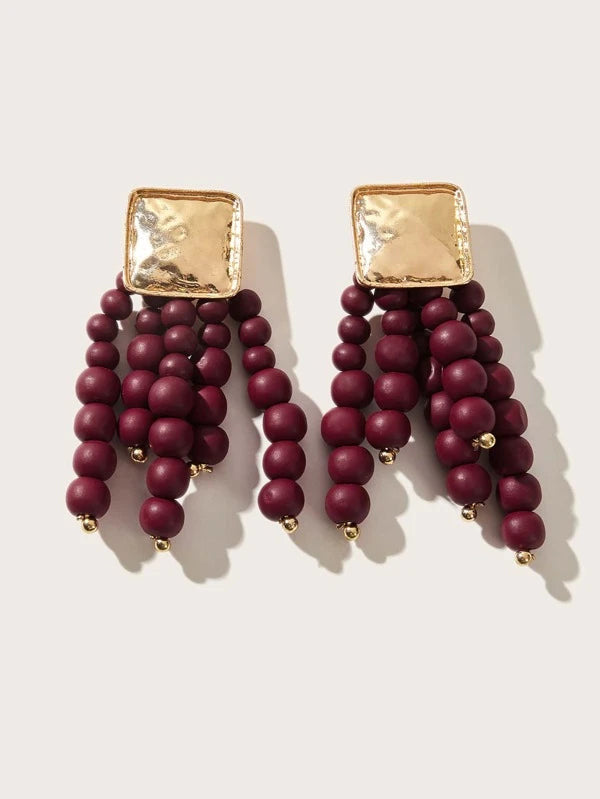 Glam Cute Statement Beaded Drop Earrings Fashion Trendy Jewelry Accessories for Women Accessories