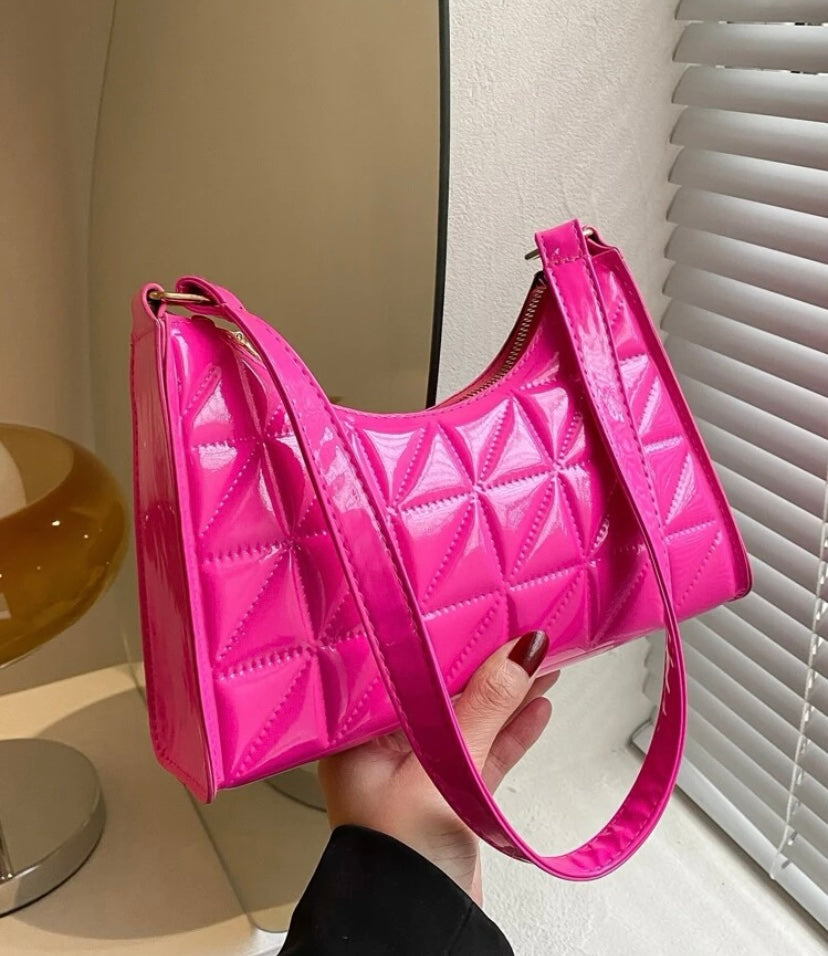 Fashion Styled Quilted Hot Pink Tote Baguette Bag Accessories