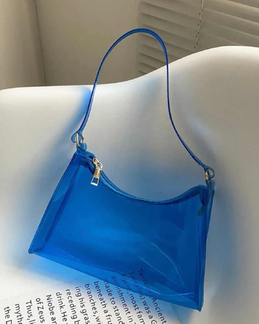 Trendy Neon Fashion In Style Clear Baguette Bag Purse Tote Glam Accessories