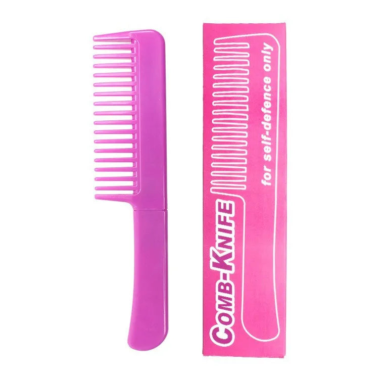 Discrete Self Defense Comb Knife Blade and Heat Resistant Hair Styling Tools Wide Spikes Tooth Fashion Accessory