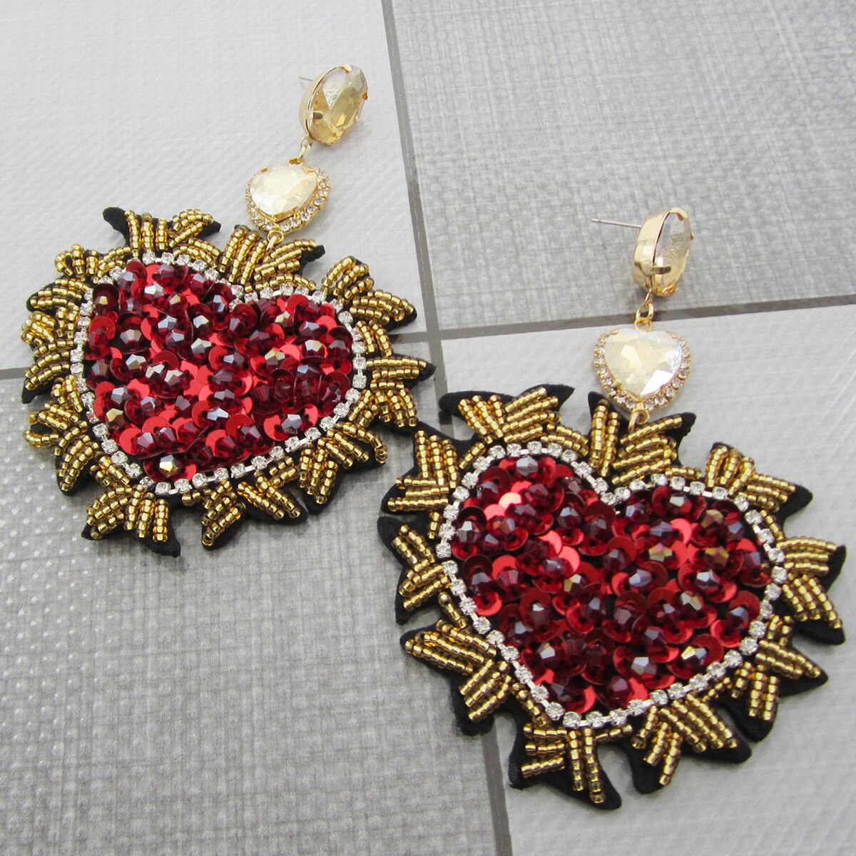 Hott New Boho Big Heart Dangle  Women Statement Shining Bling Rhinestone Crystal  Earrings Bride Wedding Formal Jewelry