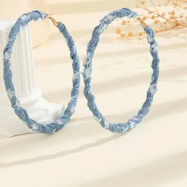 Denim Women's Personality Exaggerate Large Hoop Earrings Accessories Jewelry