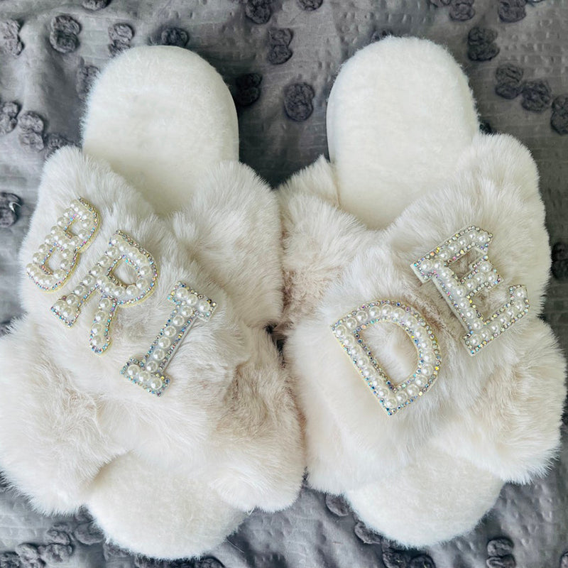 Bride to Be  Future Mrs. Wedding Engagement Honeymoon Bachelorette Feet Slippers