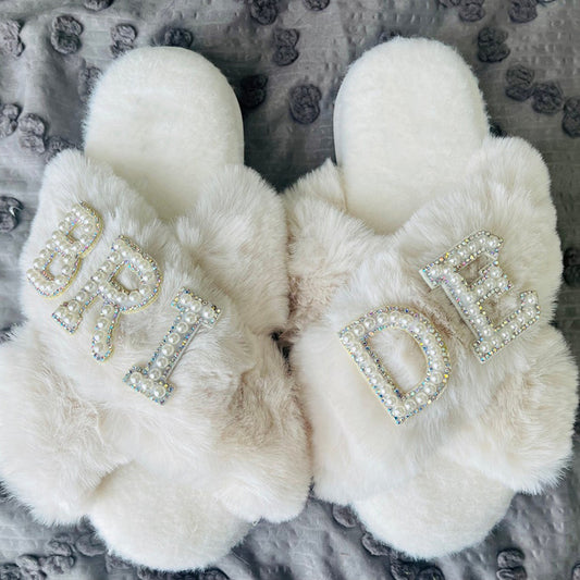 Bride to Be  Future Mrs. Wedding Engagement Honeymoon Bachelorette Feet Slippers