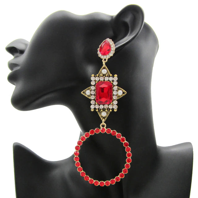 Sophisticated Trendy Long Bohemian Big Drop Crystal Rhinestone Earrings Exquisite Rhinestone  Ear Jewelry