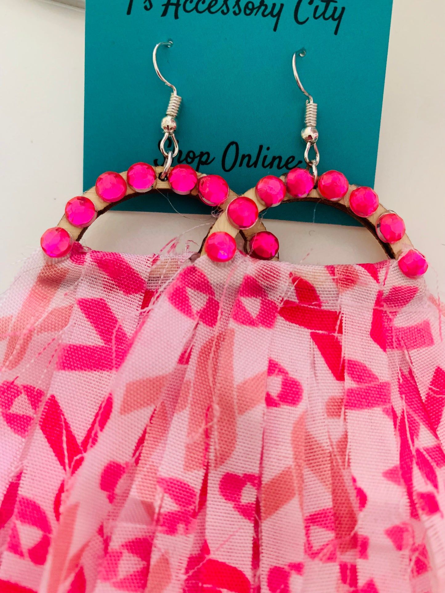 October Awareness Breast Cancer Handmade Earrings Girl Power Accessories