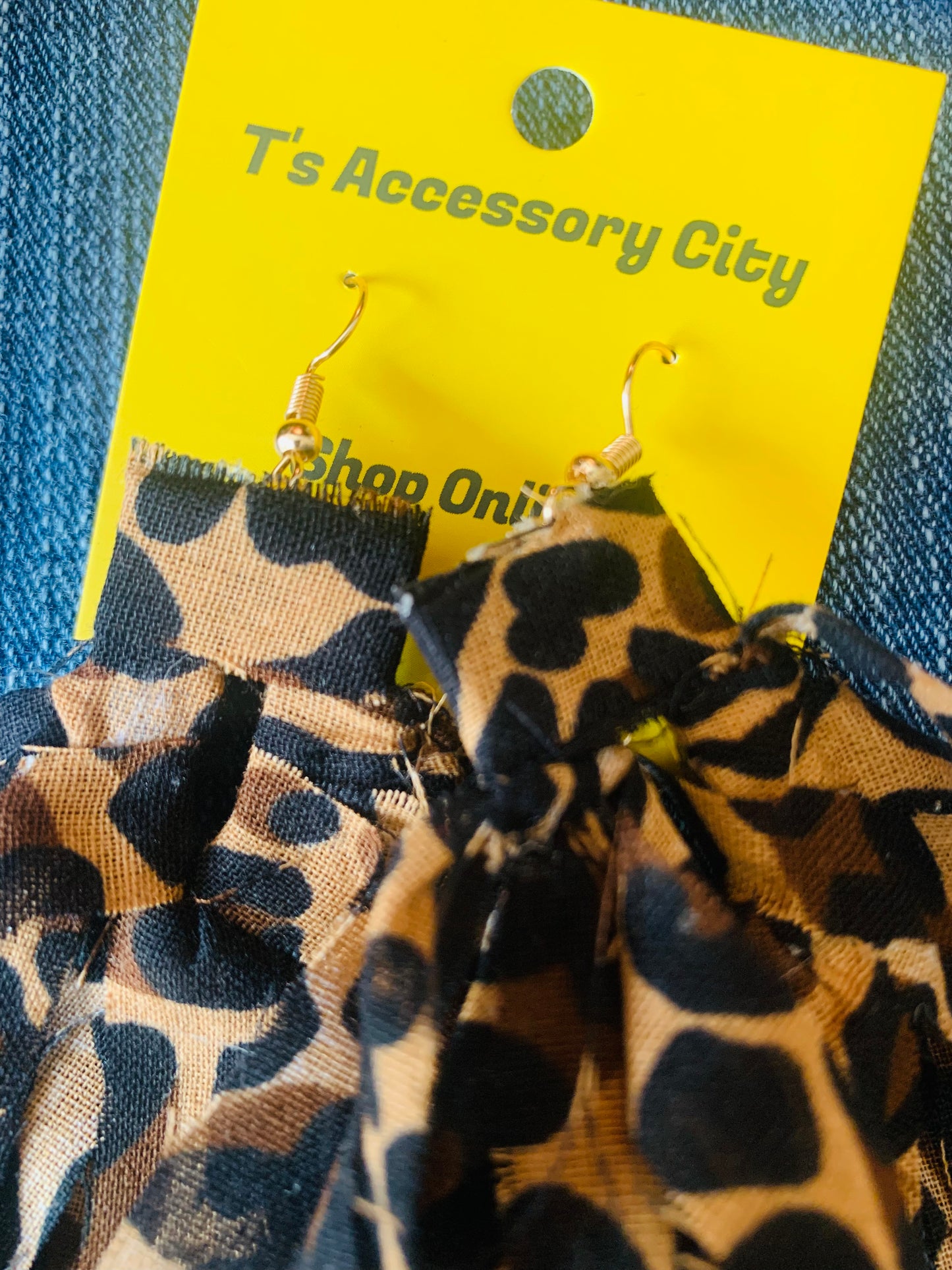 Diva Distressed Styled Cheetah Print Handmade Long Bold Fashion Statement Ear Charm Accessories