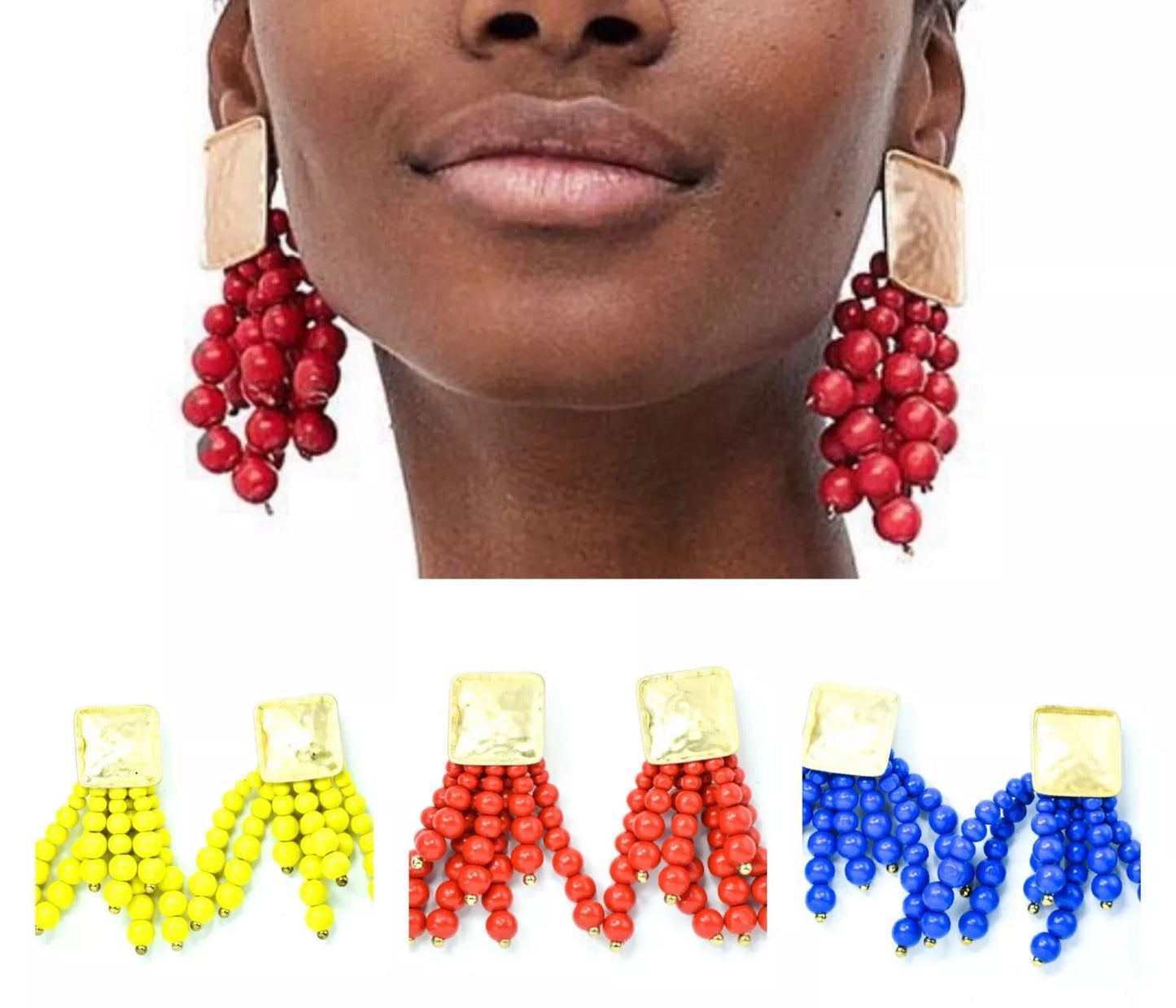 Glam Cute Statement Beaded Drop Earrings Fashion Trendy Jewelry Accessories for Women Accessories