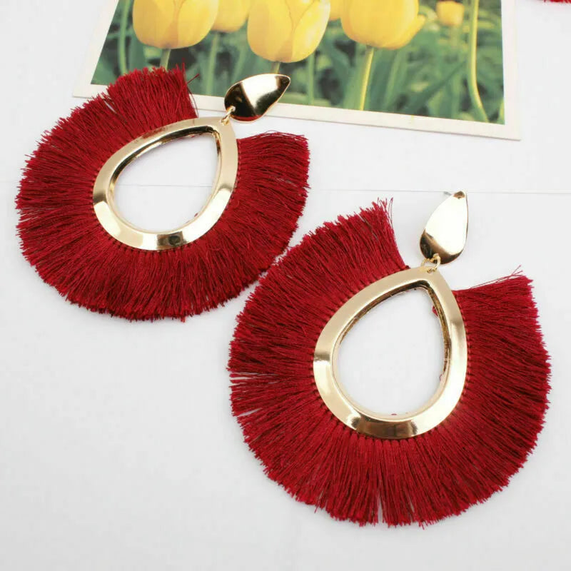 Women Sassy Classy  Fringe Earring Statement Jewelry Fashion Bohemian Tassel Earrings