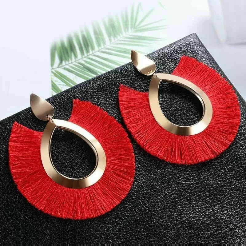 Women Sassy Classy  Fringe Earring Statement Jewelry Fashion Bohemian Tassel Earrings