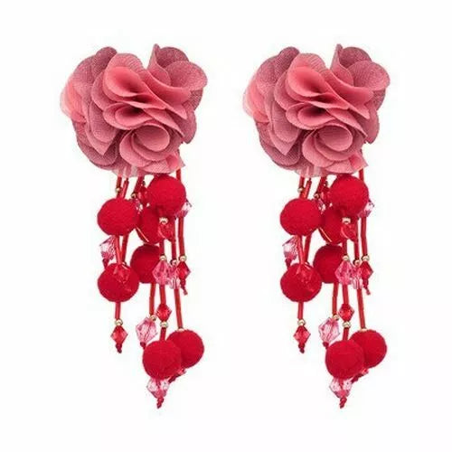 Bohemian Fringed Flower Earrings Dangle Beaded Trendy Statement Earrings Womens Jewelry