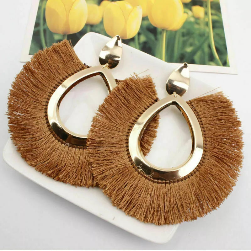 Women Sassy Classy  Fringe Earring Statement Jewelry Fashion Bohemian Tassel Earrings