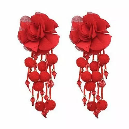 Bohemian Fringed Flower Earrings Dangle Beaded Trendy Statement Earrings Womens Jewelry