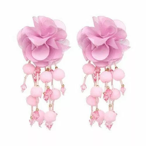 Bohemian Fringed Flower Earrings Dangle Beaded Trendy Statement Earrings Womens Jewelry