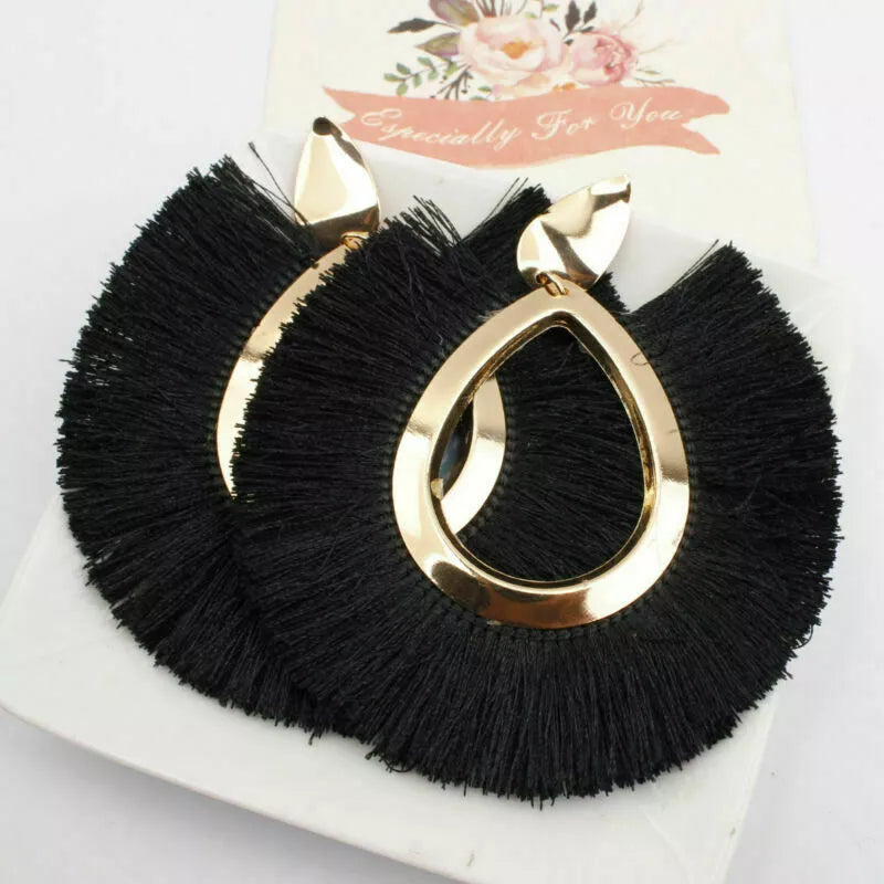 Women Sassy Classy  Fringe Earring Statement Jewelry Fashion Bohemian Tassel Earrings