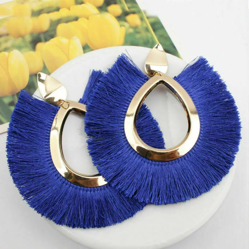 Women Sassy Classy  Fringe Earring Statement Jewelry Fashion Bohemian Tassel Earrings