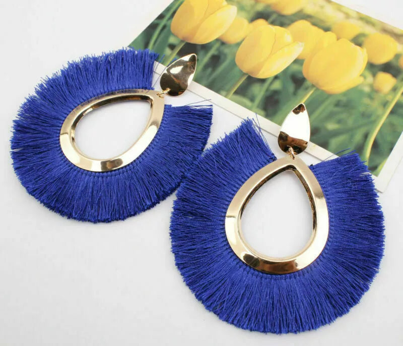 Women Sassy Classy  Fringe Earring Statement Jewelry Fashion Bohemian Tassel Earrings