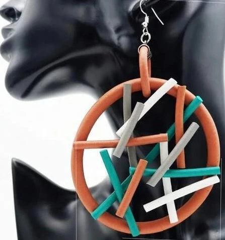 NEW Big Trendy Statement Funky Fashion Women Bohemian Drop Earrings Handmade Rubber Jewelry