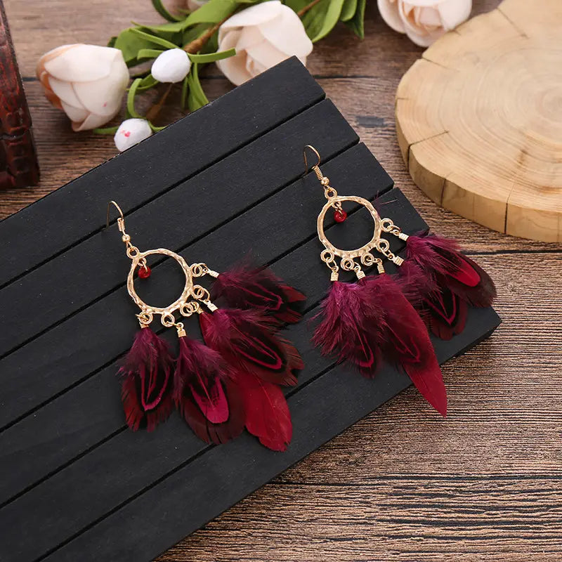 Cute Fan Feathered Earrings Simple Casual Ear Jewelry Women Accessories