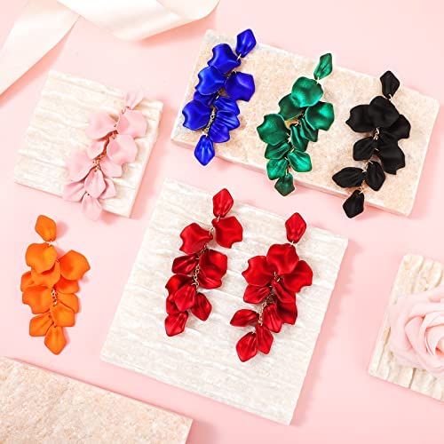 Women's Fashion Statement Long Acrylic Rose Petal Dazzle Ladies Dangle Earrings Jewelry