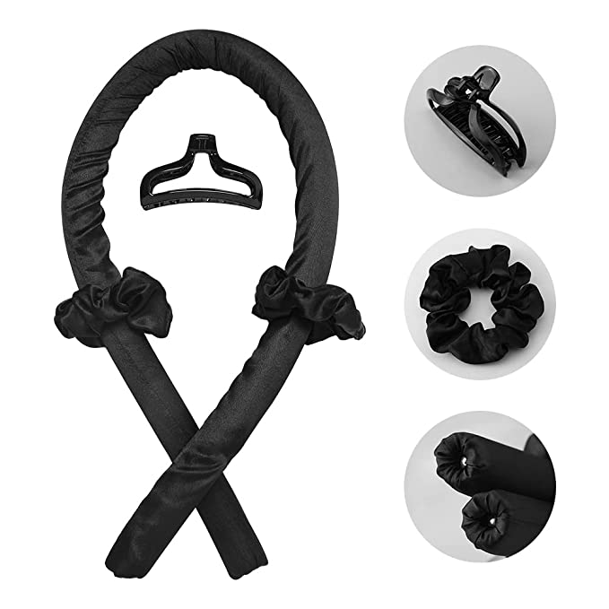 Headband Heatless Rod Foam Curling Wrap Kit with Scrunchies and Hair Claw Clips for Women Girls