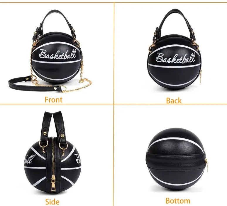 Black Basketball Fashion Shaped Crossbody Bag Trendy Chain Shoulder Bag Purse