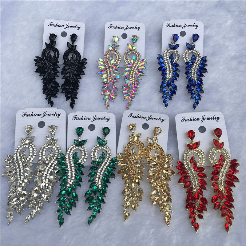 Fashion Rhinestone Crystal Elegant Drop Statement Dazzle Earrings Women’s Jewelry