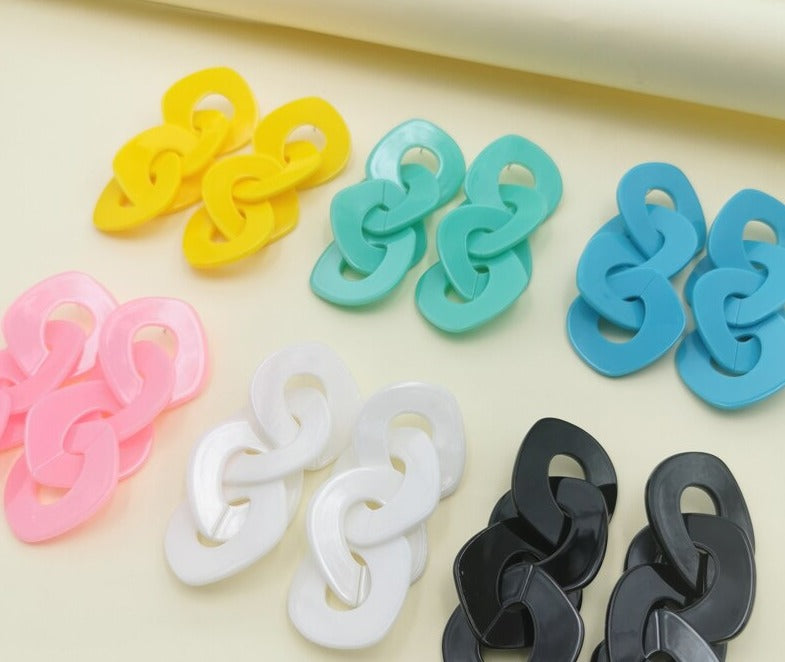 Most Popular Candy Colors Cute Acrylic Chain Shaped Earrings for Women Girl Hip New Jewelry