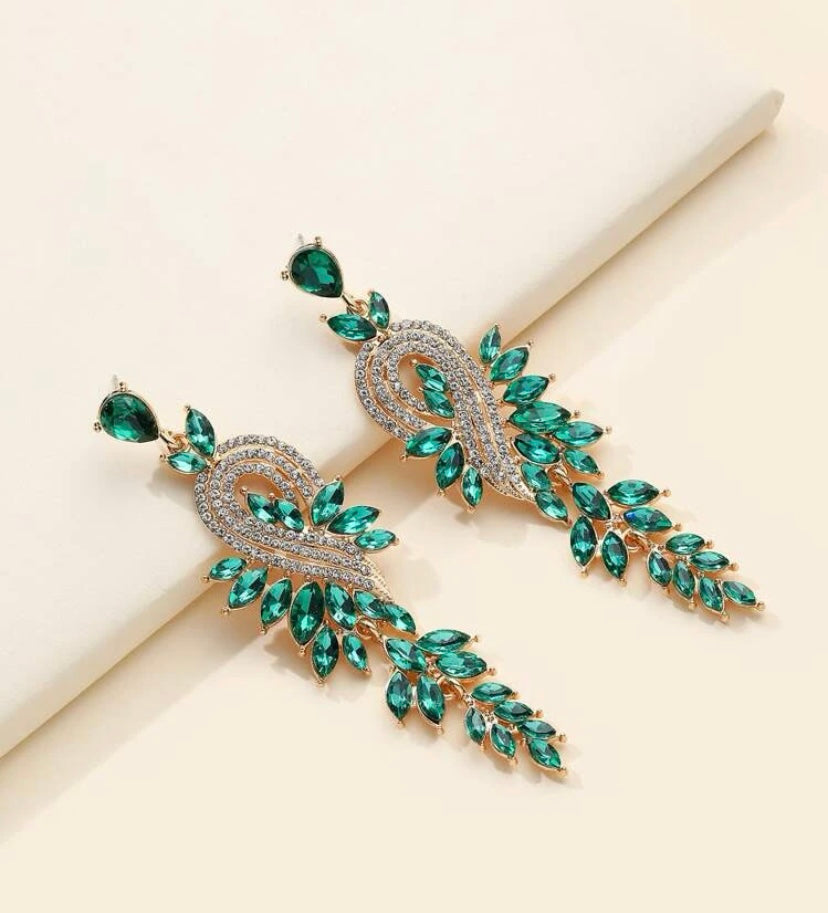 Fashion Rhinestone Crystal Elegant Drop Statement Dazzle Earrings Women’s Jewelry