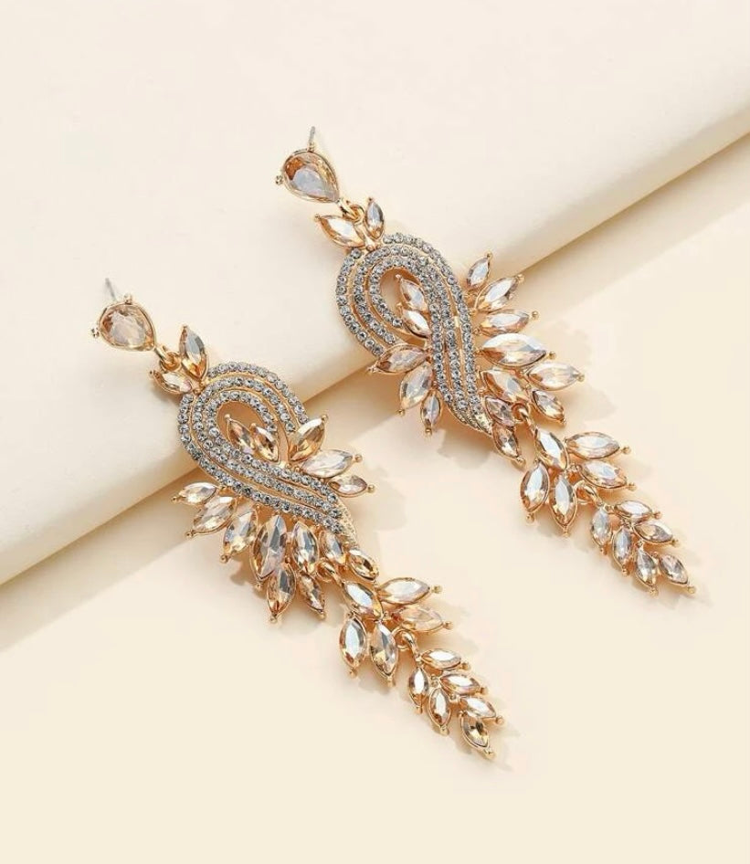 Fashion Rhinestone Crystal Elegant Drop Statement Dazzle Earrings Women’s Jewelry