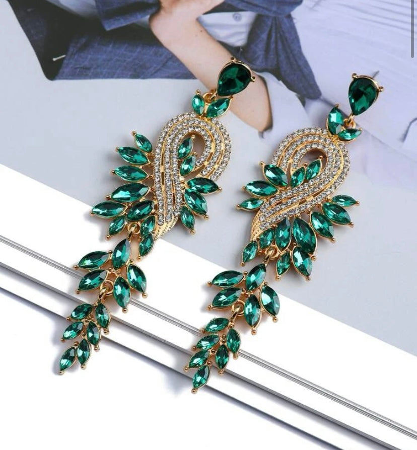 Fashion Rhinestone Crystal Elegant Drop Statement Dazzle Earrings Women’s Jewelry