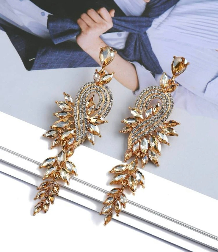 Fashion Rhinestone Crystal Elegant Drop Statement Dazzle Earrings Women’s Jewelry