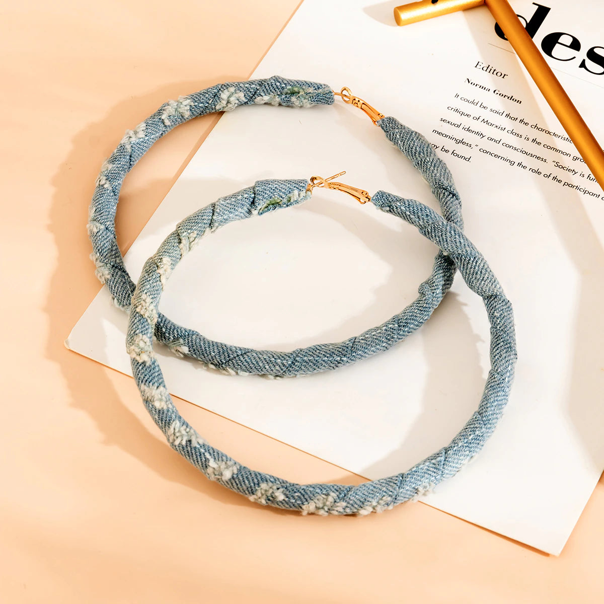 Denim Women's Personality Exaggerate Large Hoop Earrings Accessories Jewelry