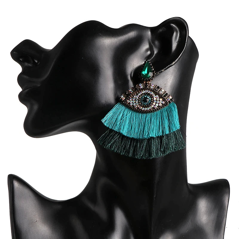 Edgy Evil Eye  Fashion Tassel Drop Beautiful Women Earrings Accessories