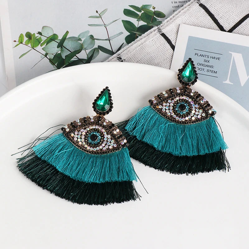 Edgy Evil Eye  Fashion Tassel Drop Beautiful Women Earrings Accessories