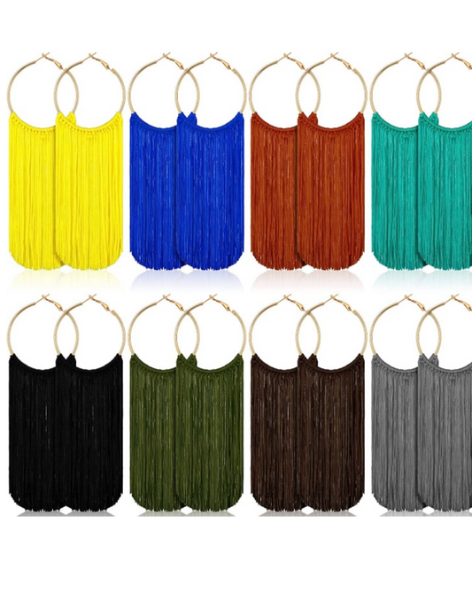 Fringe Styled Hoop Fashion Tassel Dangle Drop Bohemian  Statement Earrings Women Accessories