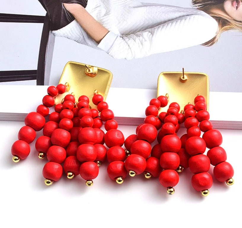 Glam Cute Statement Beaded Drop Earrings Fashion Trendy Jewelry Accessories for Women Accessories