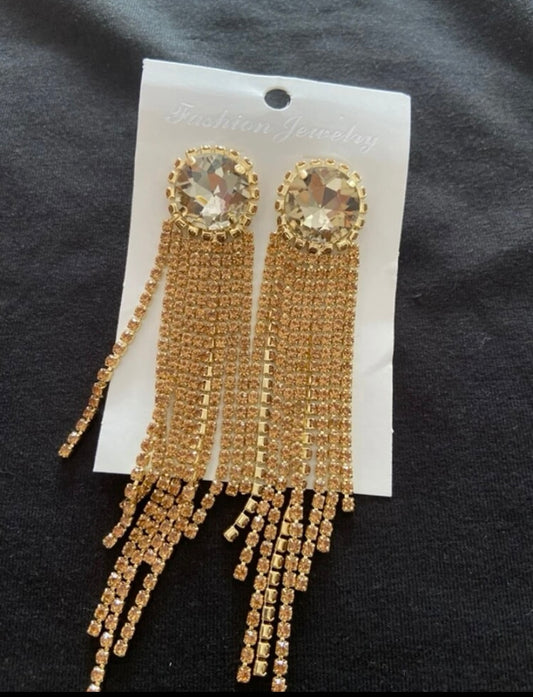 Gold Fashion Dangle Statement Bedazzle Earrings Women’s Jewelry Accessories