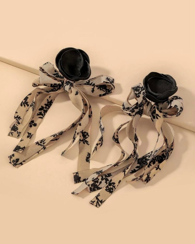 Warm Color Fashion Fabric Tassel Bow Petal Earrings  Simple and Cute Trendy Earrings for Women