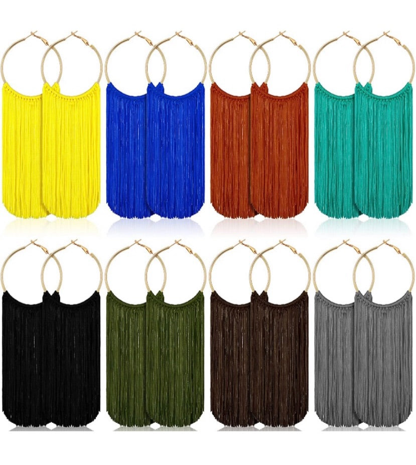 Fringe Styled Hoop Fashion Tassel Dangle Drop Bohemian  Statement Earrings Women Accessories